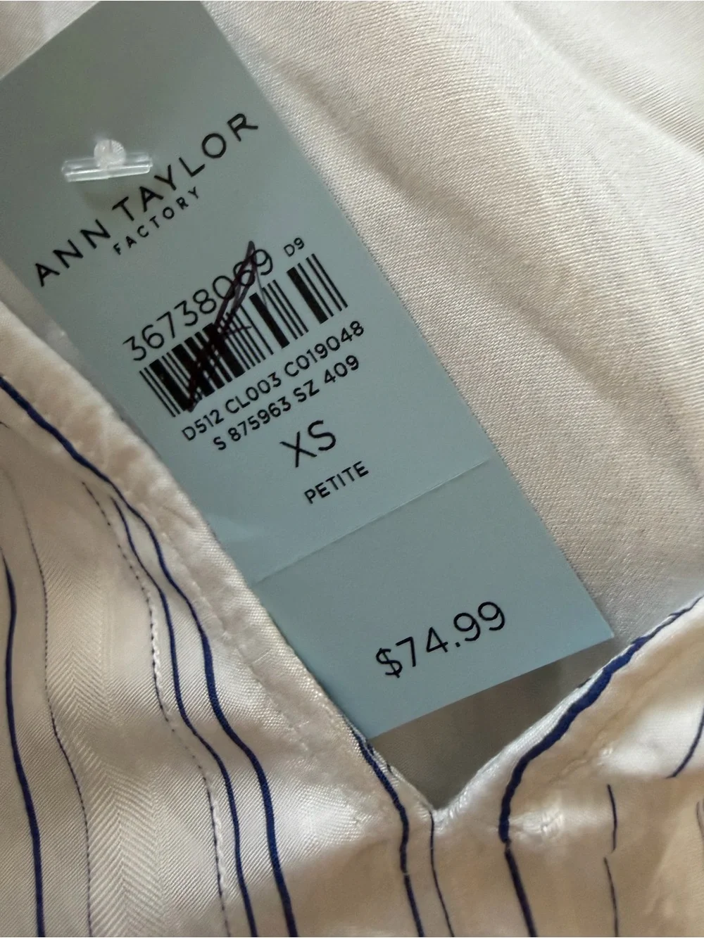 New-Ann Taylor pinstripe puff shoulder pullover blouse top-XS